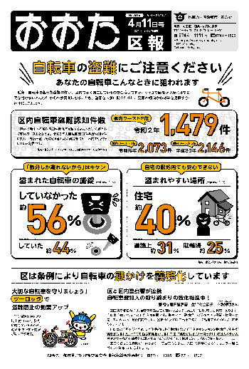 画像：おおた区報 令和3年4月11日号の表紙など