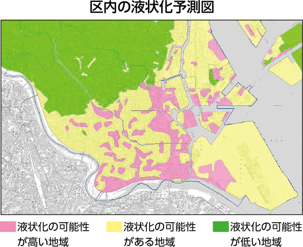 区内の液状化予測図