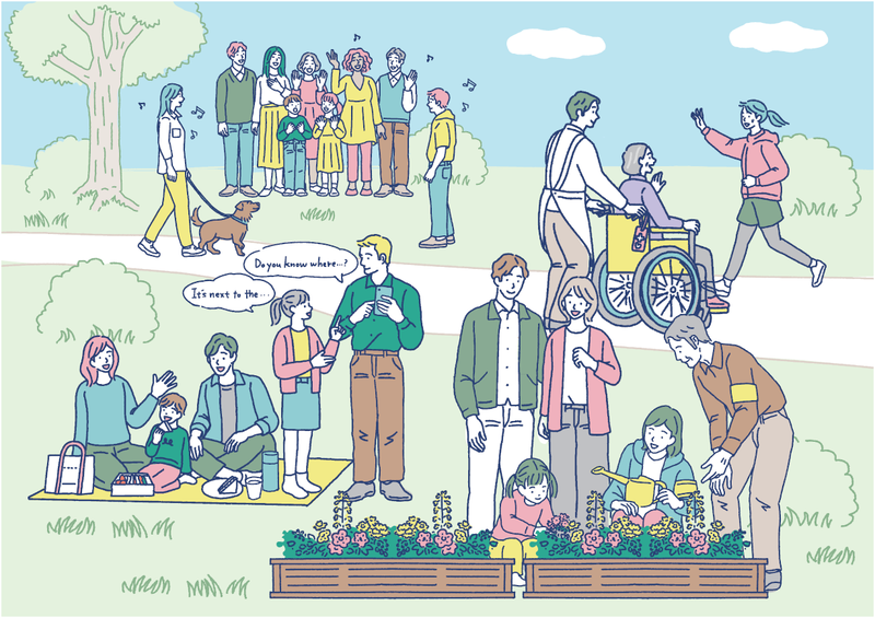 画像：心豊かに日々の生活を送れるまちのイラスト