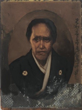 画像：川村清雄作・海舟の母の肖像画（修復前）