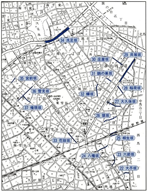 画像：雪谷地域の坂道の地図