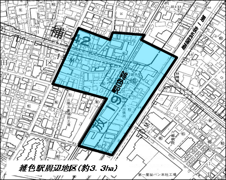 画像：雑色駅周辺地区の区域図