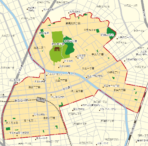 池上地区まちづくり検討範囲の図