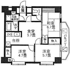 プラムハイツ北糀谷　間取り図Ｃタイプ