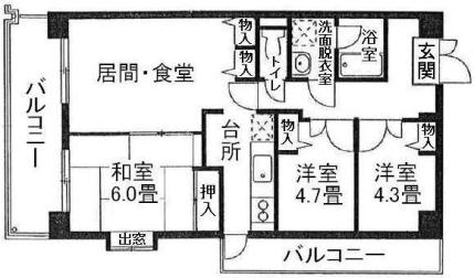 プラムハイツ大森西　間取り図Ａタイプ