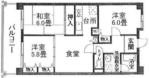 プラムハイツ大森西　間取り図Ｃタイプ