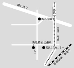 地図：馬込特別出張所への案内図