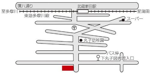 地図：下丸子図書館への案内図